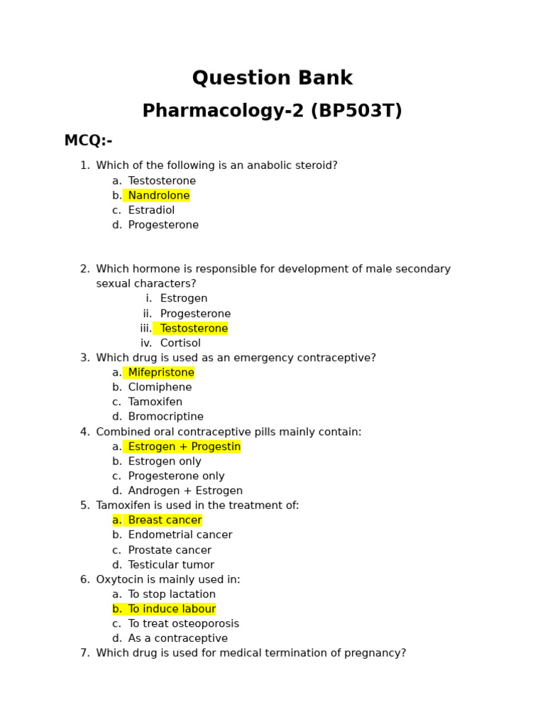 Sessional 2 Cology2 QB | PDF | Thyroid | Estrogen