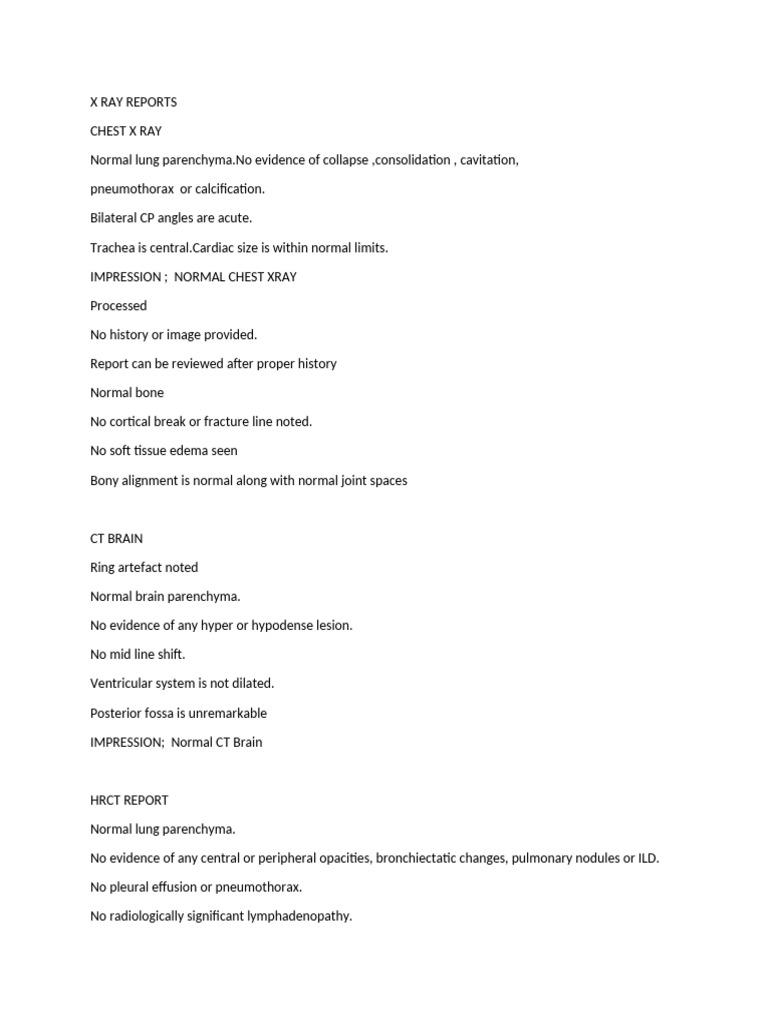 X Ray Reports | PDF