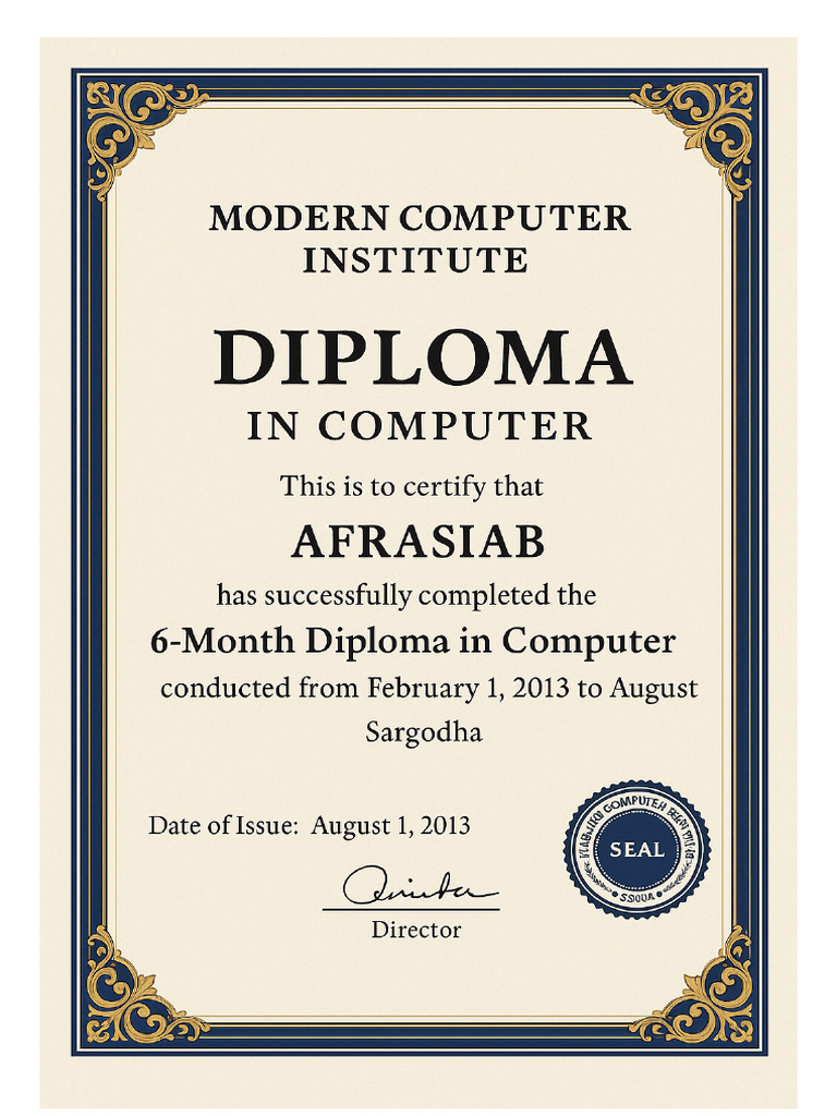 Computer Diploma Afrasiab | PDF