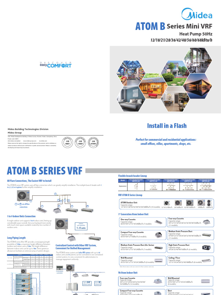 PD - Midea - Atom B Series - VRF - 50Hz - Brochure | PDF | Temperature ...