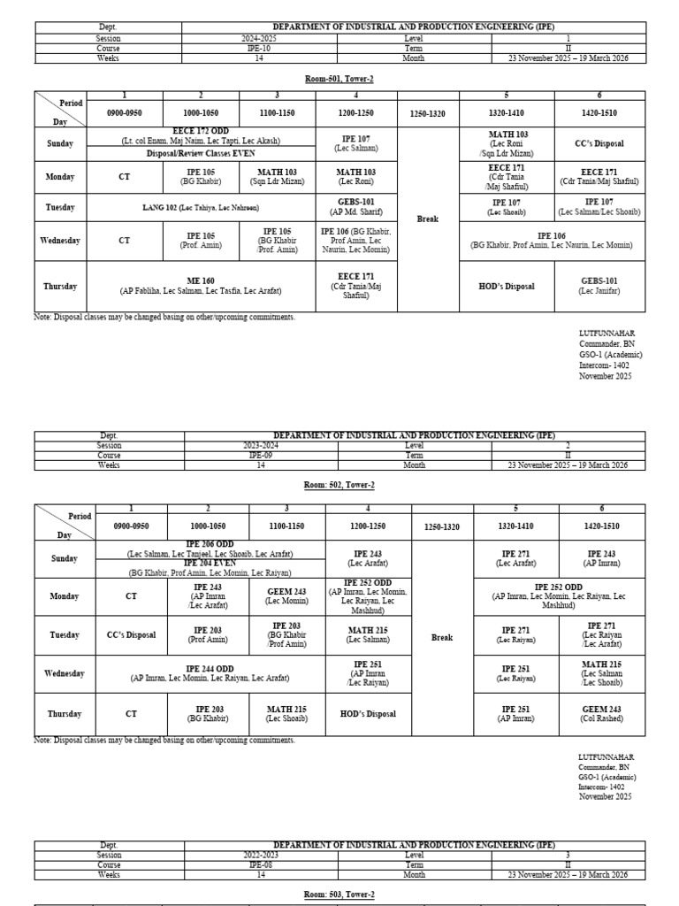 Ramadan (Fall 2025 Routine (Ipe) ) - 1 | PDF