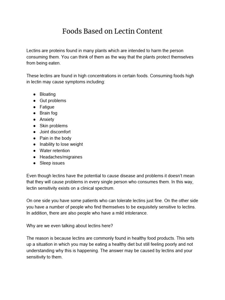 Foods High in Lectins 1 | PDF | Gluten | Foods