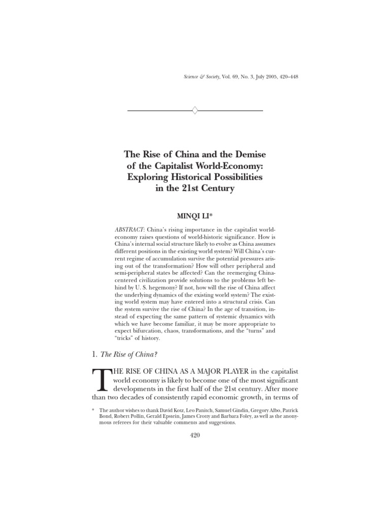 Minqi Li - The Rise of China | PDF | Gross Domestic Product | World ...