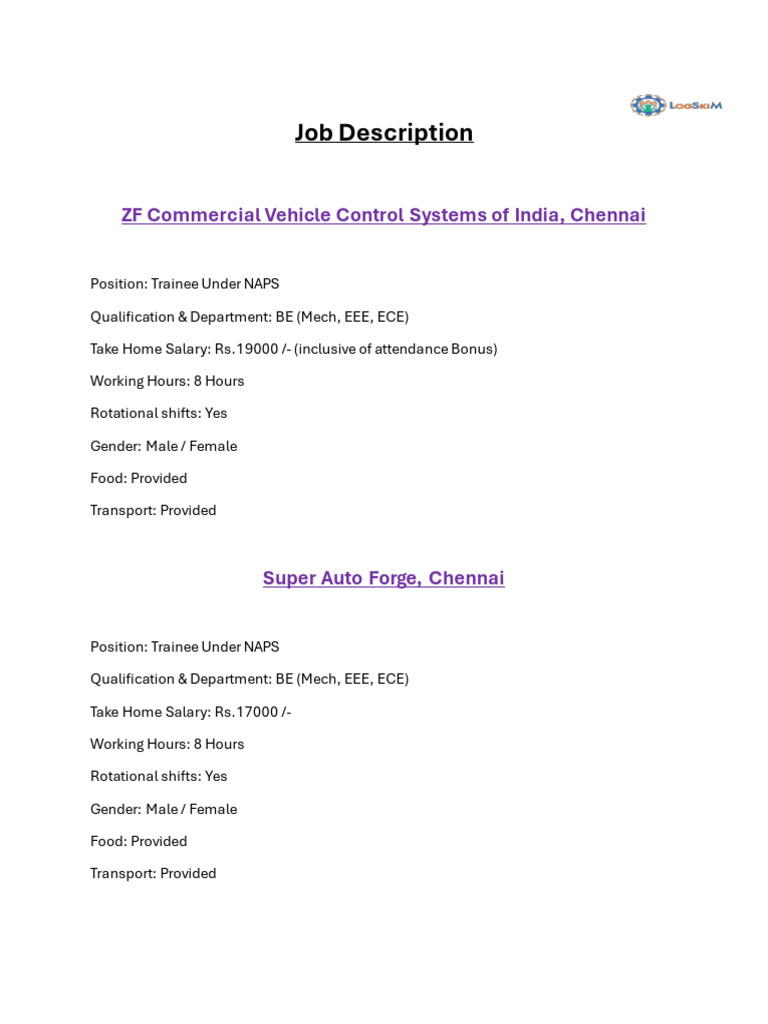 Job Description Engineering | PDF | Anime And Manga
