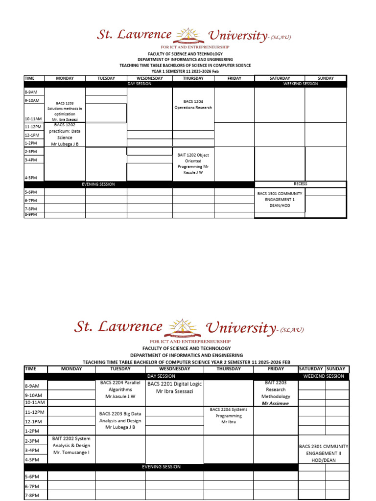 Draft Timetable 2025-2026 Bacs 1+bacs 2+bacs 3+bait 1+bait 2+bait 3 1 ...