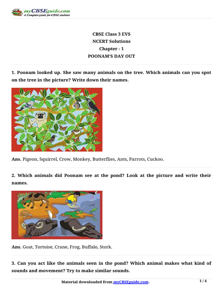 03 Science Ncert CH 01 Poonams Day Out Ques | PDF | Zoology | Organisms
