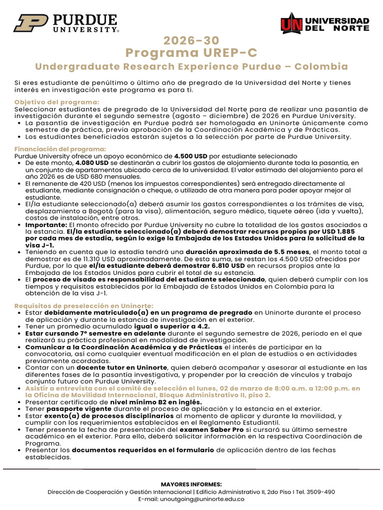 Programa UREP C 2026 30 | PDF | Visa de viaje