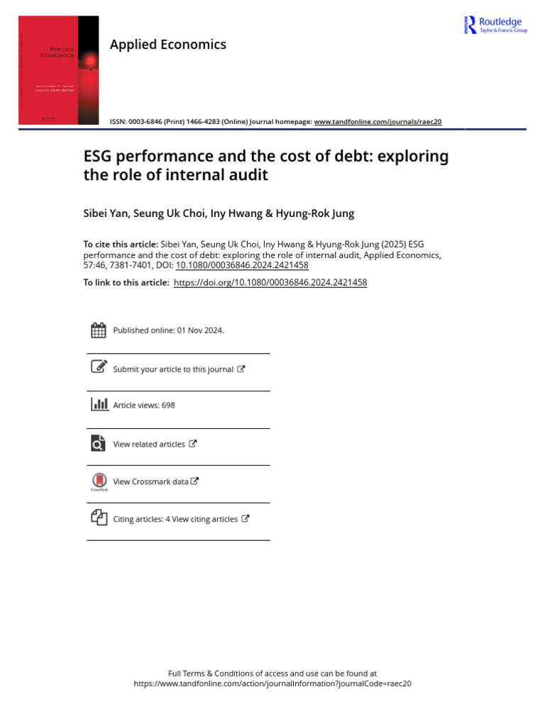 Q2 ESG Performance and The Cost of Debt Exploring The Role of Internal ...