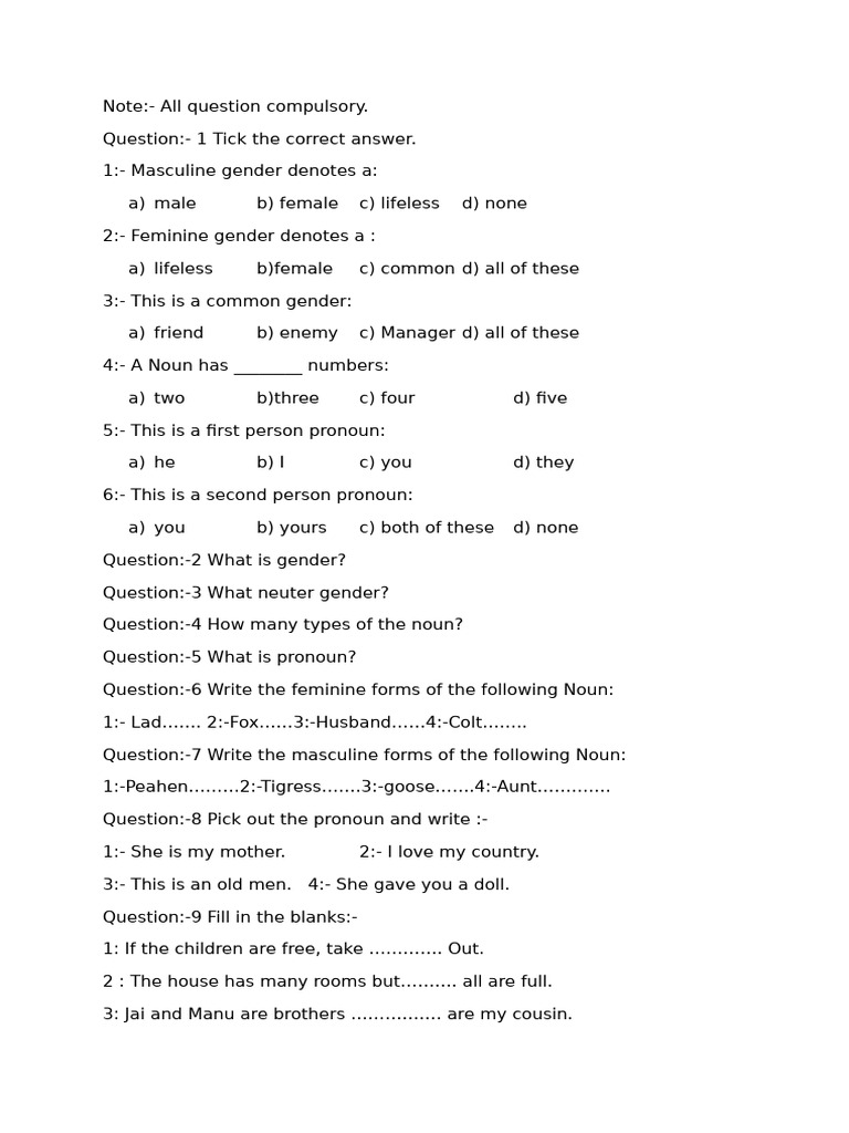 Class 4 Test 2 | PDF
