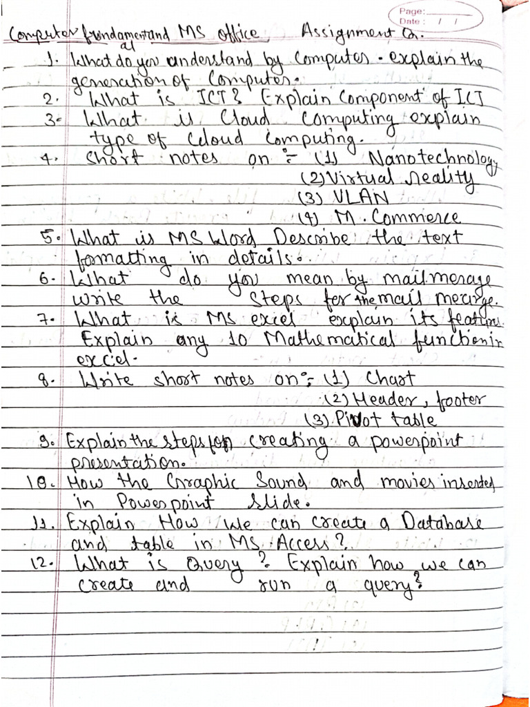 Computer Fundamental and Ms Office Assignment Question | PDF