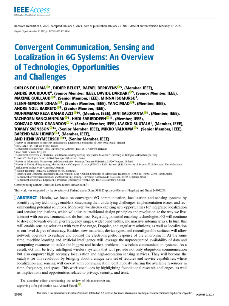 Convergent Communication Sensing and Localization in 6G Systems An ...