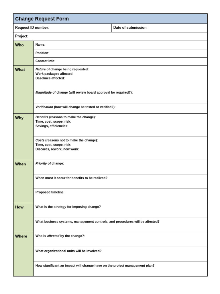 Change Request Form | PDF