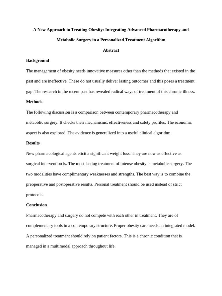 A New Approach To Treating Obesit1 | PDF | Bariatric Surgery | Obesity