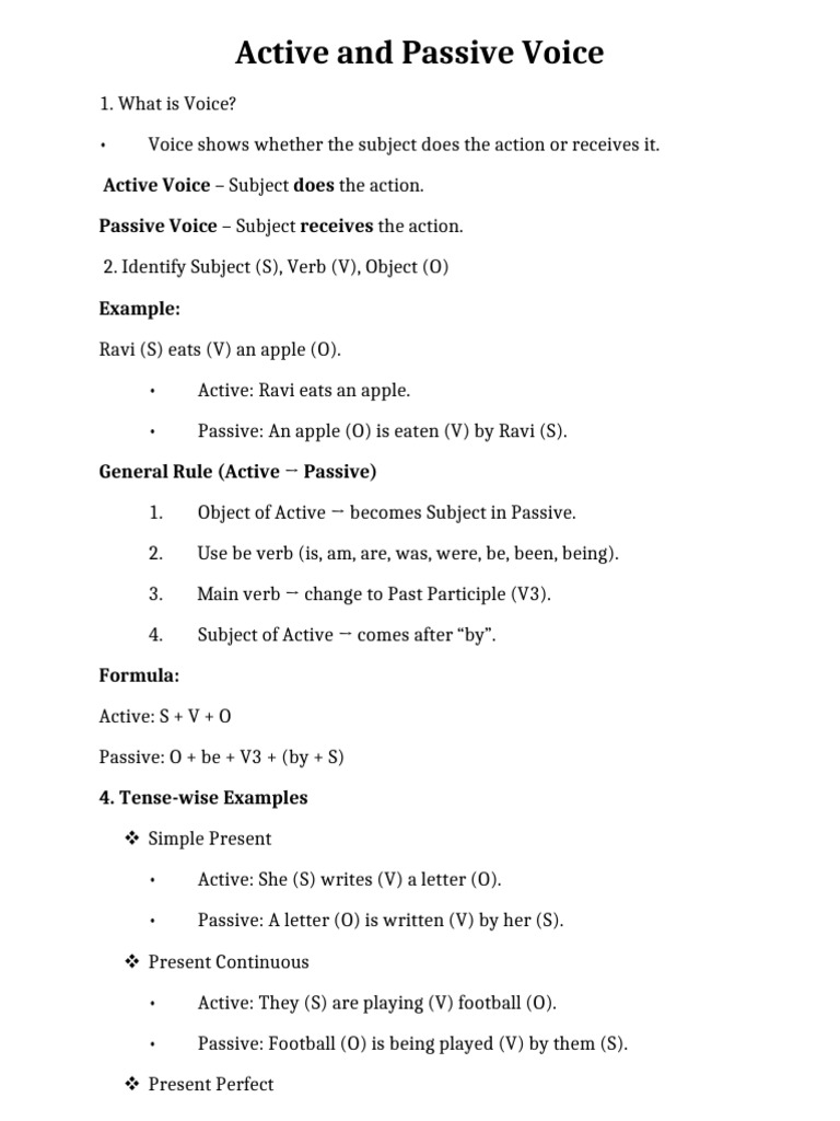Active and Passive Voice Simple | PDF | Subject (Grammar) | Verb