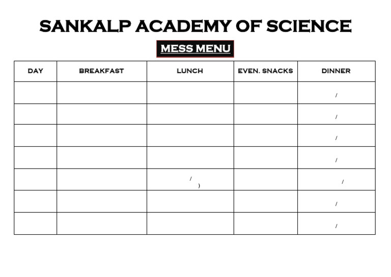Mess Menu | PDF