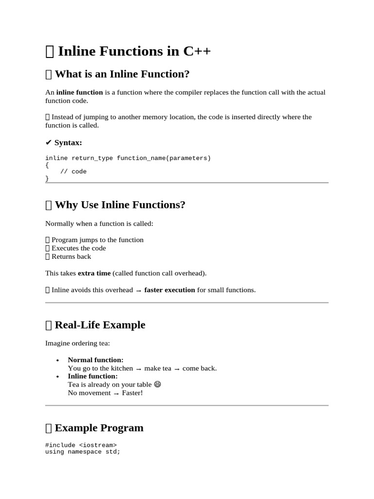 Inline Functions and Default Arguments | PDF | Parameter (Computer ...