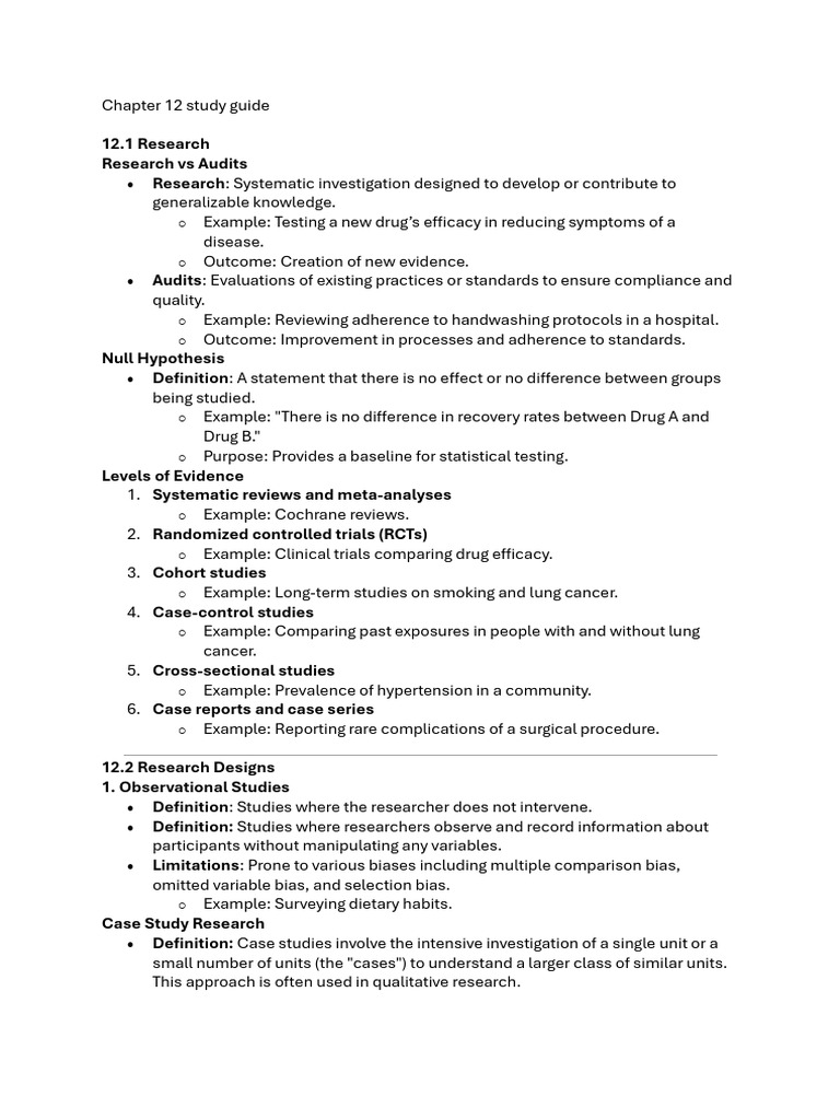 Section 12 Study Notes | PDF | Experiment | Systematic Review