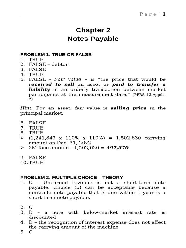 Sol. Man. - Chapter 2 - Notes Payable | PDF | Present Value | Discounting