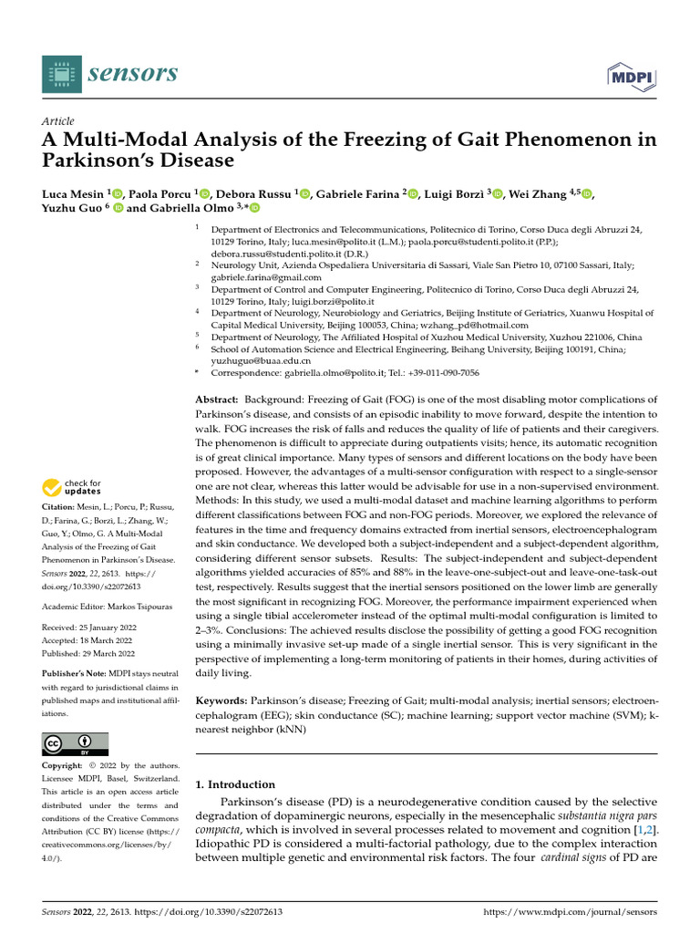 A Multi-Modal Analysis of The Freezing of Gait Phenomenon in Parkinson ...