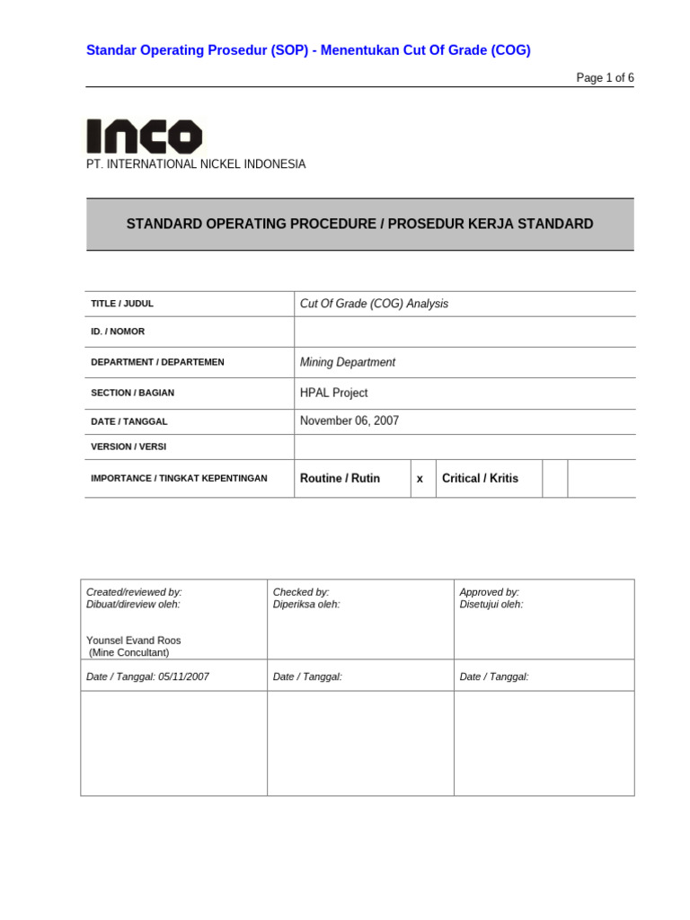 SOP COG Analisys | PDF