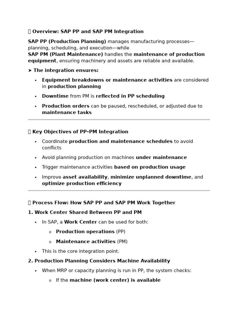 Integration Od SAP PP and SAP PM | PDF | Computing | Systems Engineering
