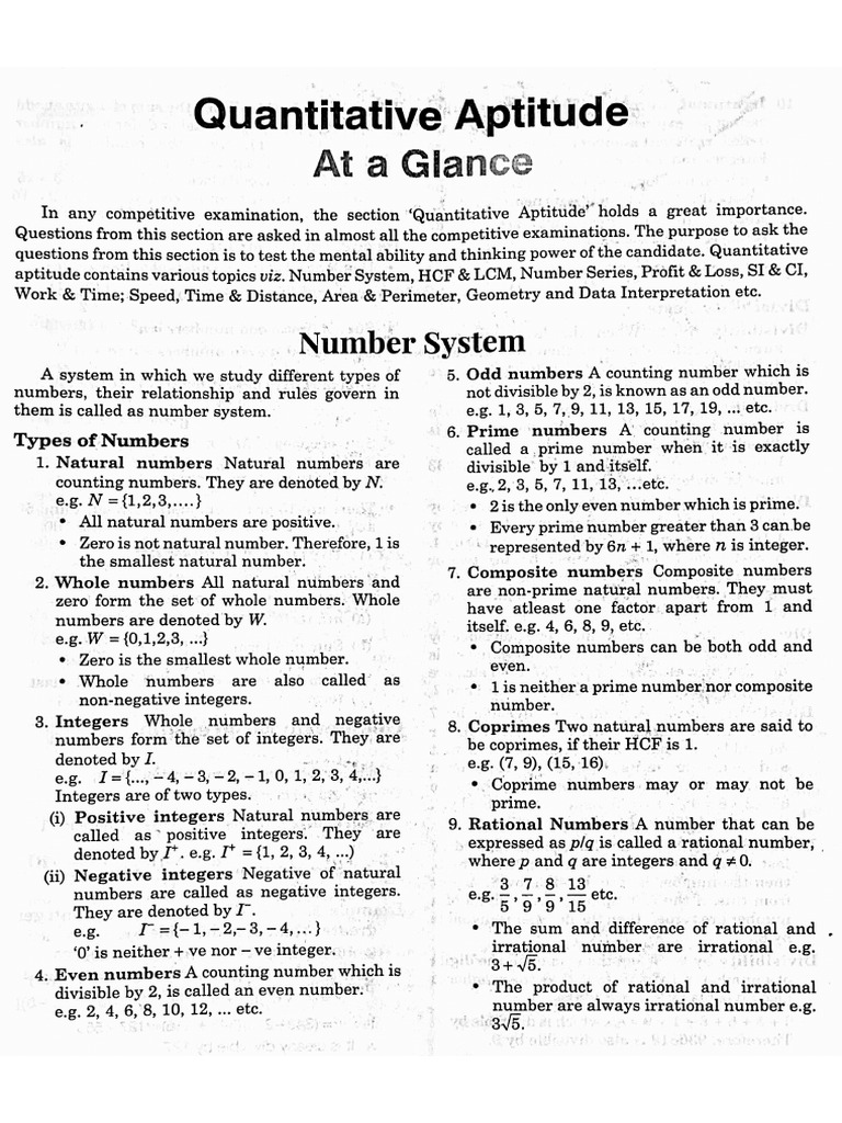 Quantitative Aptitude at A Glance. (50 Practice Set Quantitative ...