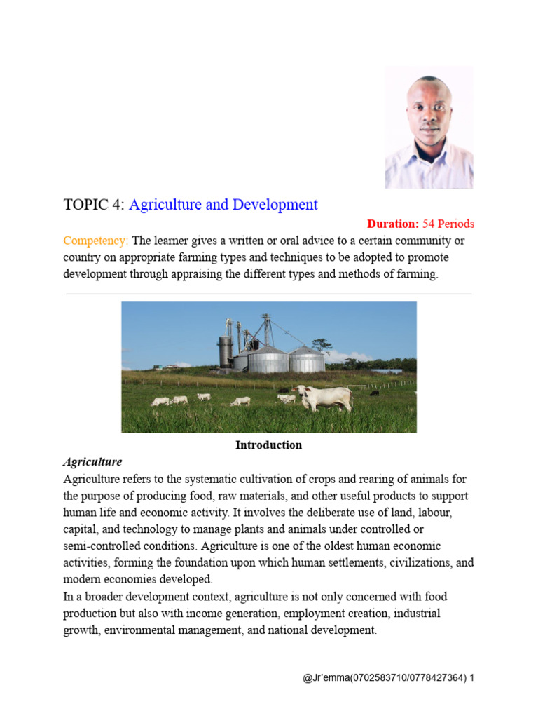 Topic 4 - Agriculture and Development | PDF | Agriculture | Food Security