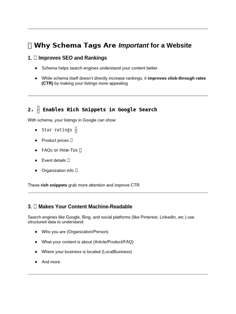 Why Schema Tags Are Important For A Website | PDF | Word Press | Search ...