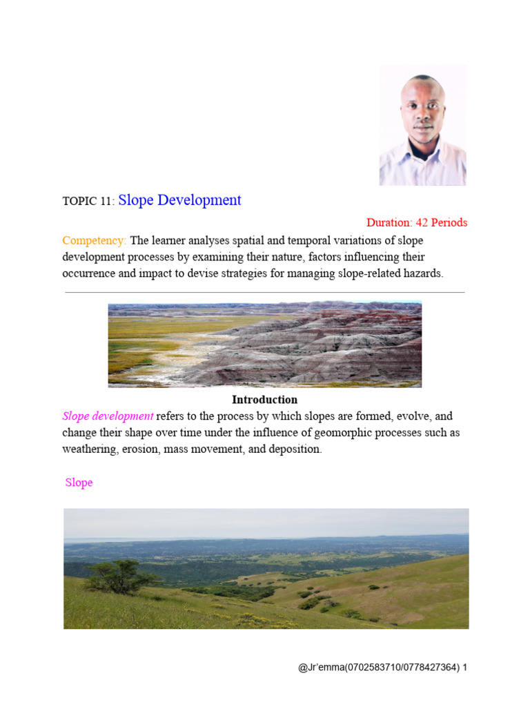 TOPIC 11 - Slope Development | PDF | Geomorphology | Erosion