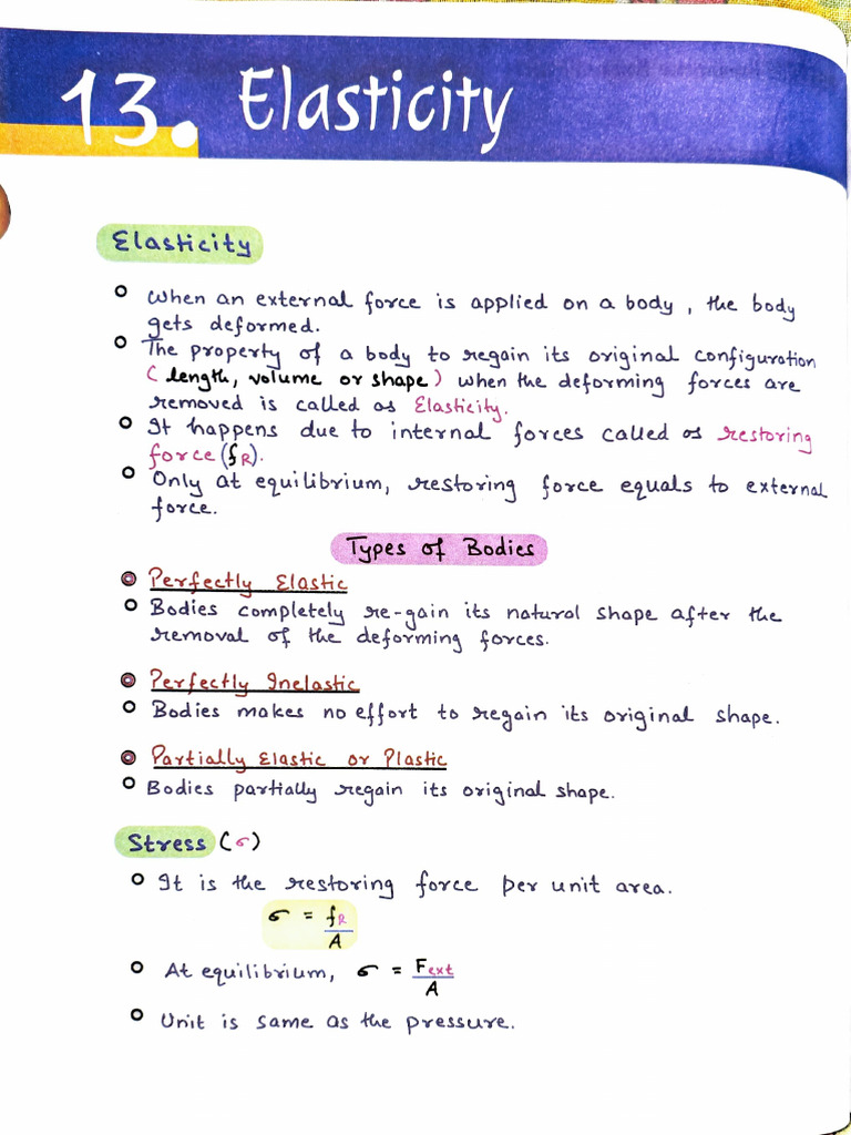 Elasticity Notes Part1 | PDF | Young's Modulus | Elasticity (Physics)