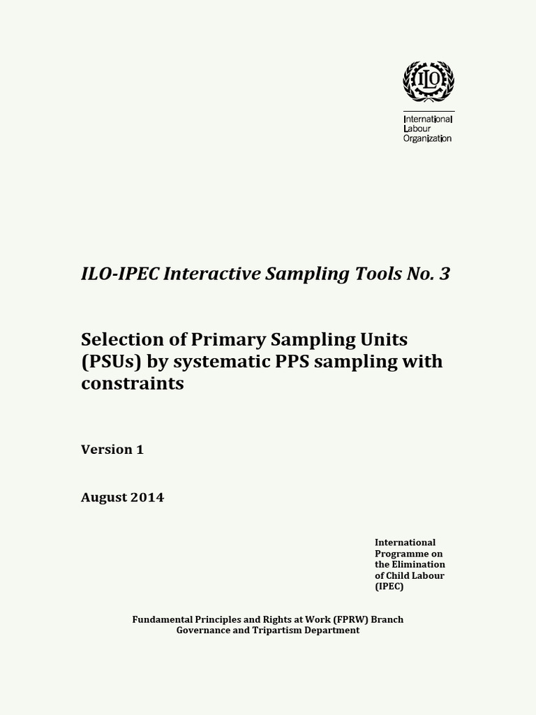 Child Labour Sampling Tools Tool 03 Primary Sampling Units (PSUs ...