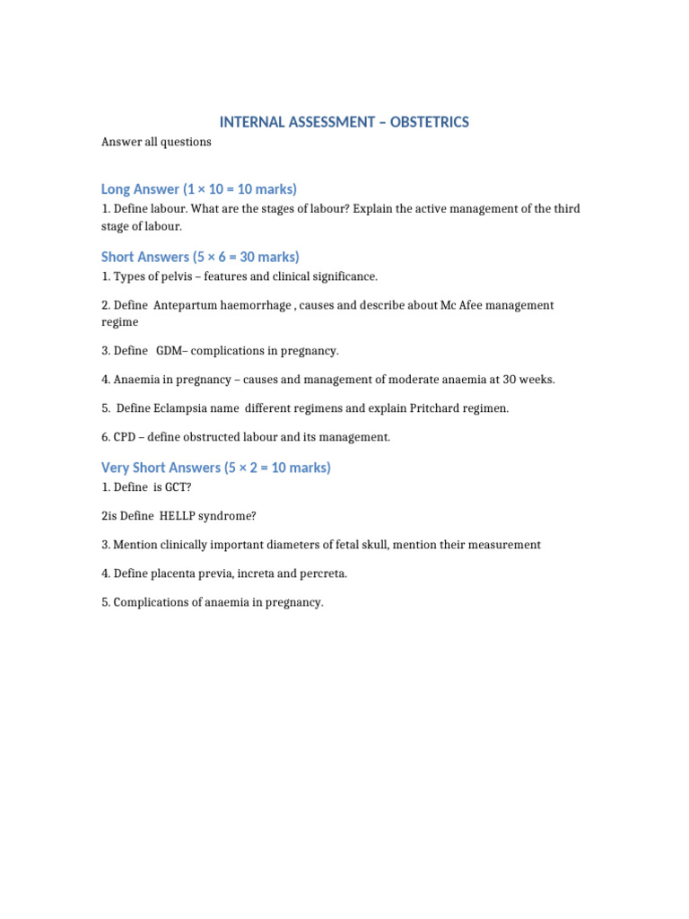 Internal Assessment Question Paper-1 | PDF