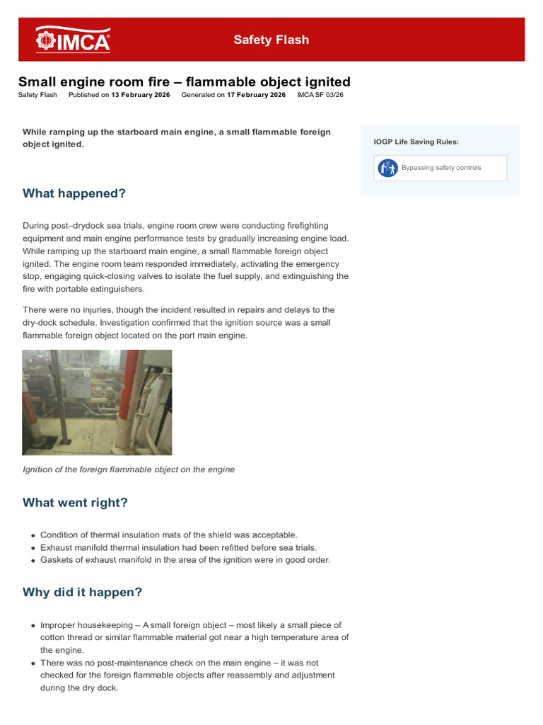 Small Engine Room Fire - Flammable Object Ignited | PDF | Firefighting