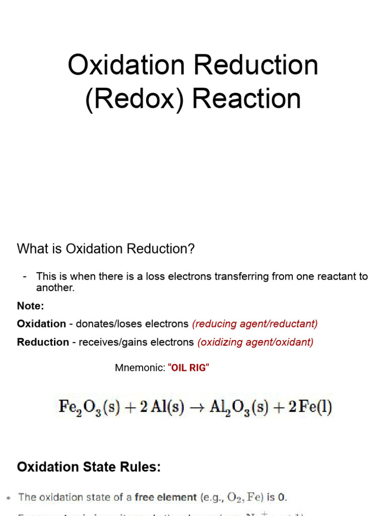 Oxidation Reduction Equation | PDF | Redox | Anode