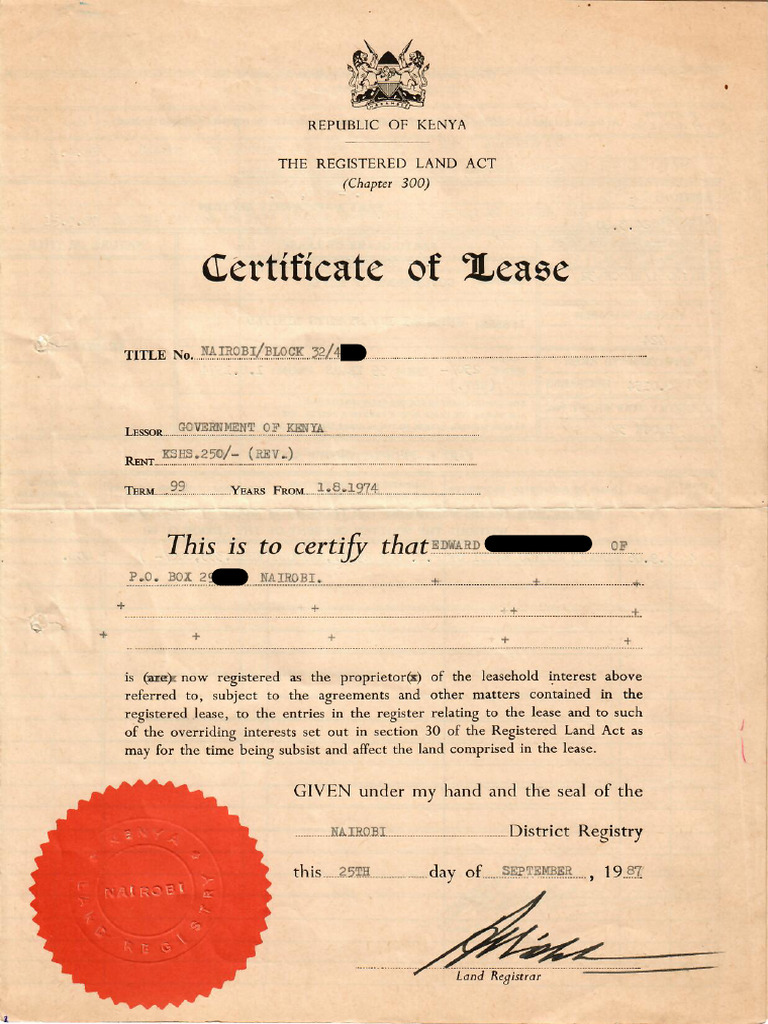RLA Certificate of Lease (Lease) | PDF