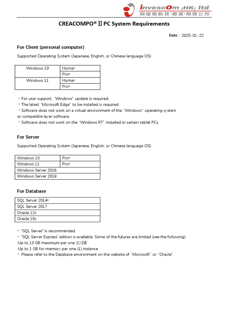 CREACOMPO PC System Requirements | PDF | Microsoft Windows | Operating ...