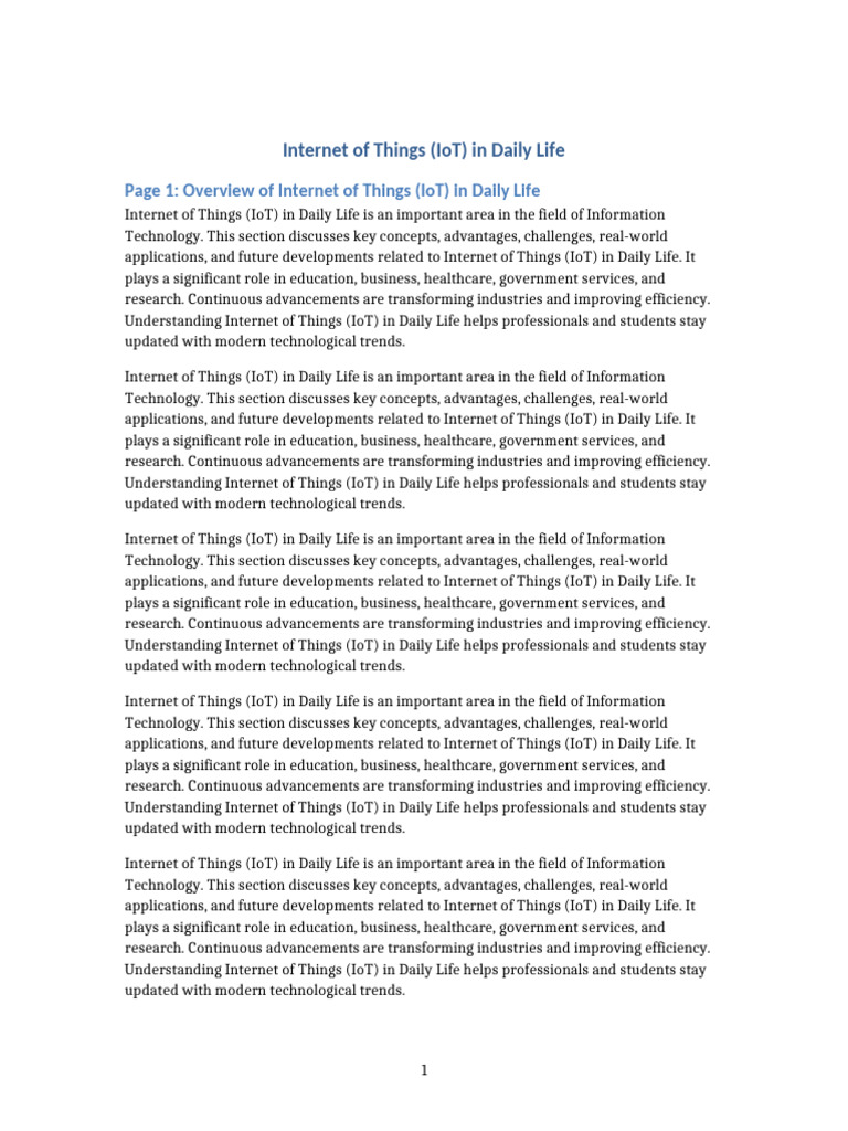 Document 4 Internet of Things (IoT) in Daily Life | PDF | Internet Of ...