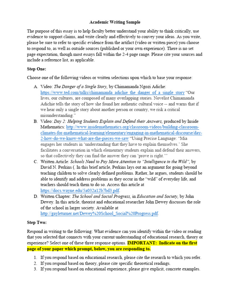 Academic Writing Sample Directions | PDF | Theory | John Dewey