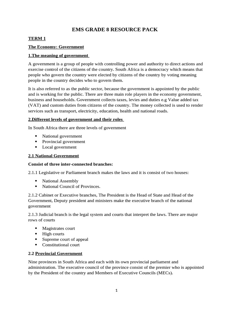 EMS Grade 8 Resource Pack 2026 | PDF | Taxes | Economic Inequality