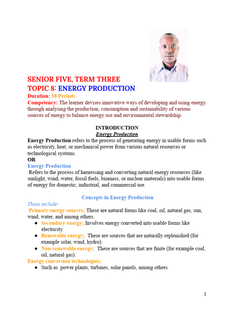 Energy Production Notes | PDF | Energy Development | Renewable Energy