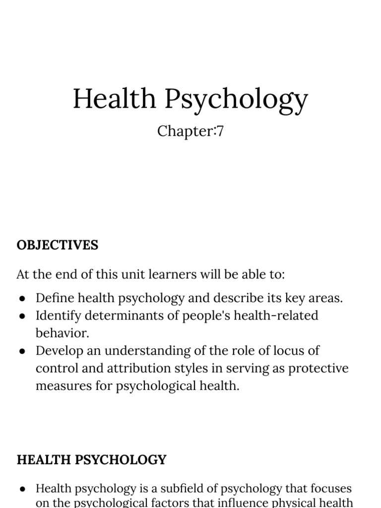 Health Psychology 1 | PDF | Health Psychology | Mental Health