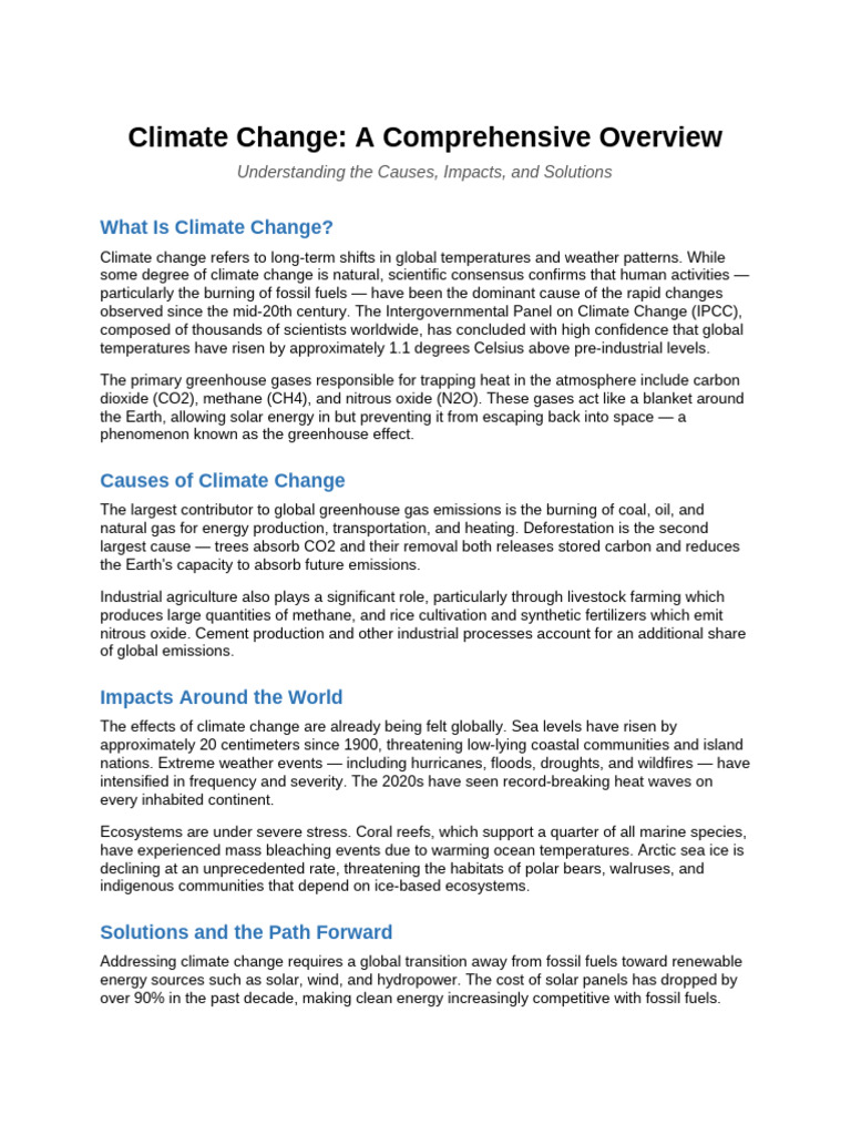 Climate Change Overview | PDF