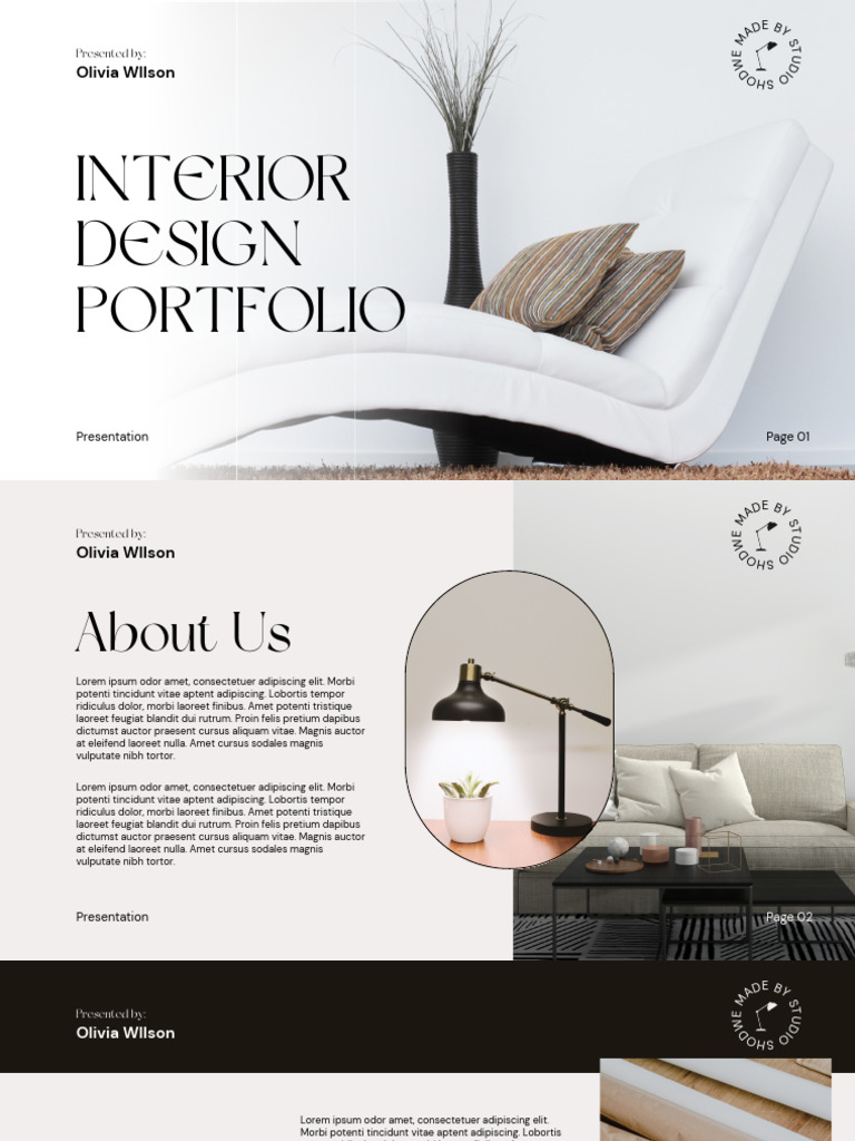 White and Black Minimalist Interior Design Portfolio Presentation | PDF
