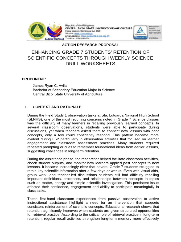 Action Research Proposal Checked | PDF | Learning | Data