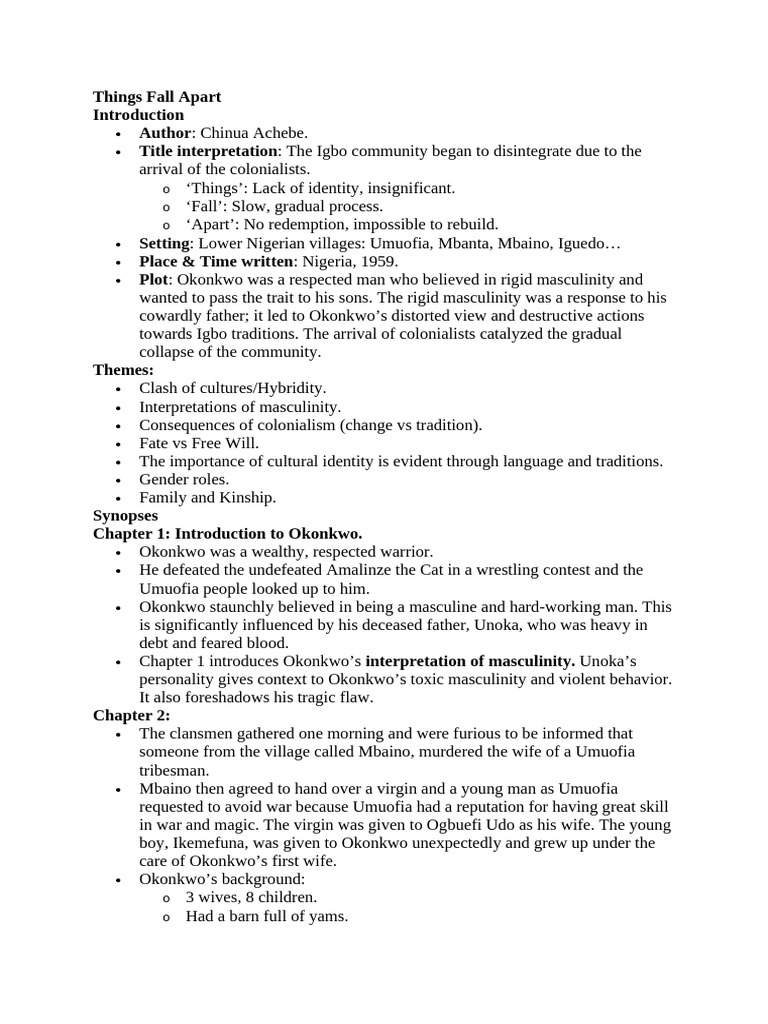 FLE Things Fall Apart | PDF | Igbo People | Masculinity