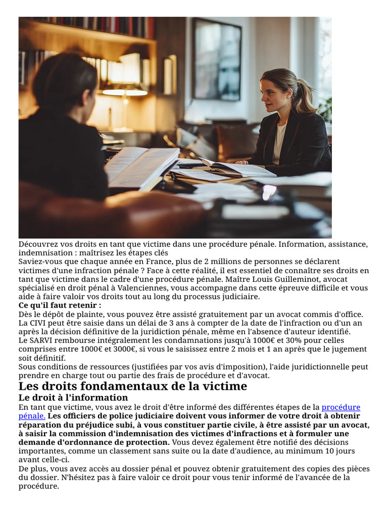 Droits Victimes Procédure Pénale - Tout Savoir | PDF | Justice | Crime ...