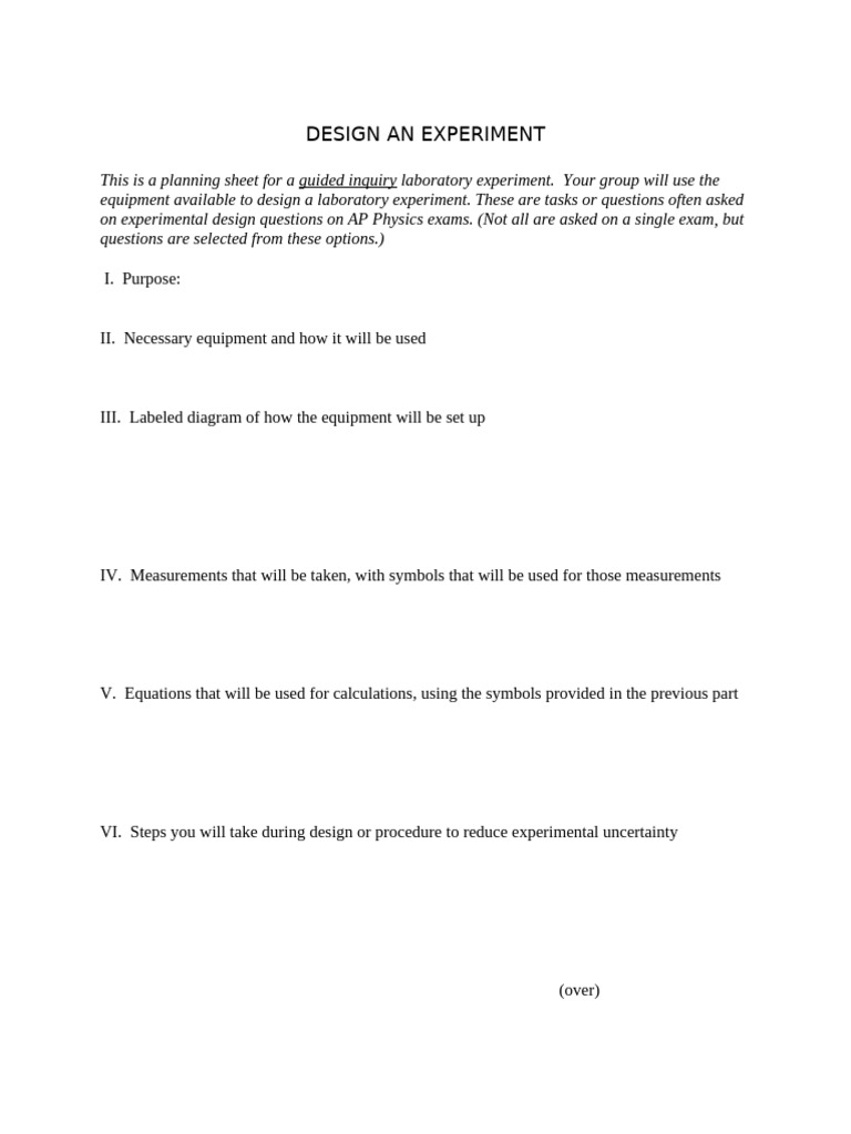 Design An Experiment | PDF