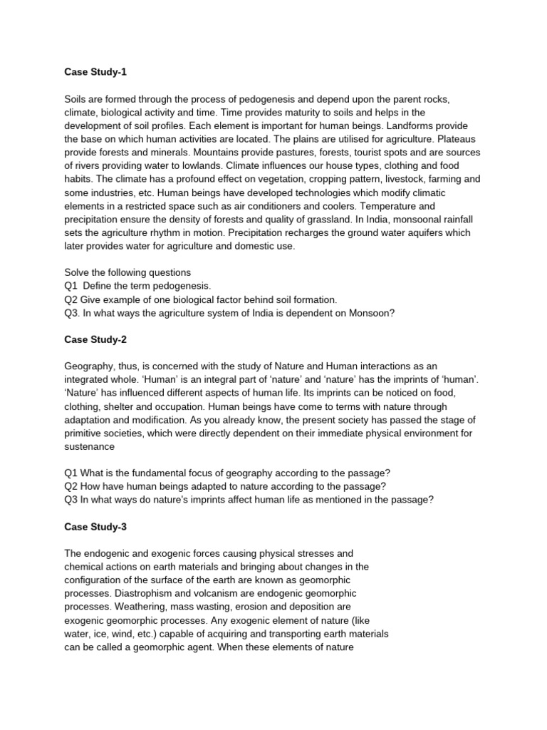 Case Study Based Question | PDF | Agriculture | Geomorphology