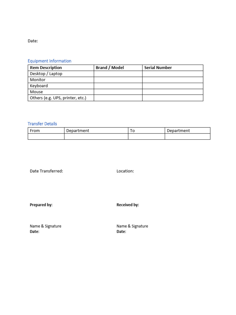 Computer Transfer Accountability Form | PDF