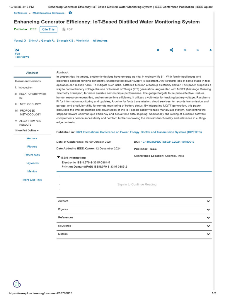 Enhancing Generator Efficiency - IoT-Based Distilled Water Monitoring ...